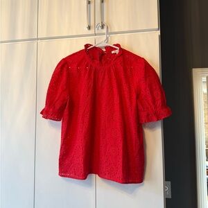 NWOT Madewell Red Eyelet Top